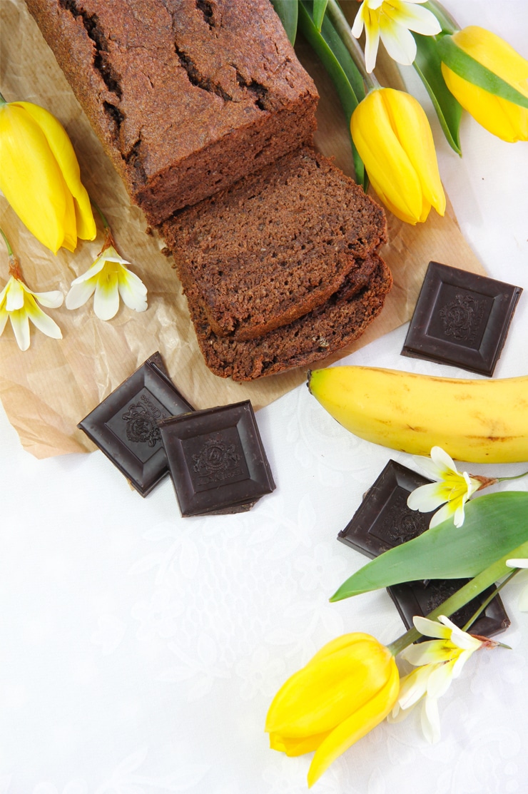 Bizcocho de plátano y chocolate saludable